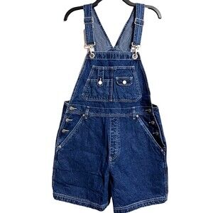 St. Johns Bay Vintage Denim Medium Wash Short Overall Bibs Y2K Size Large